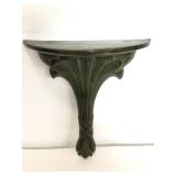 Green painted brass wall shelf