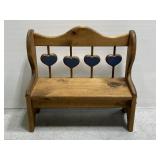 Small handcrafted wooden sweetheart bench