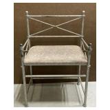 Two-tone metal vanity stool w/ cushion seat