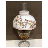 Vintage glass oil lamp with glass shade