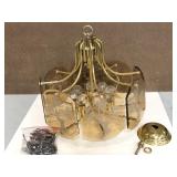 Baum octagon glass and gold tones chandelier