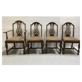 Set of 4 antique lyre-back wood dining chairs