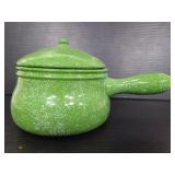 Small green speckled pot