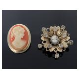 Pair of cameo inspired costume jewelry pieces