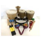 Lot of bongos and other percussion instruments