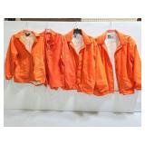 Four orange Large and XL jackets