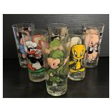 Six vintage Warner Bros. Looney Tunes glasses