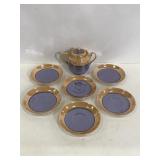 Vintage lot of porcelain sugar dish w/ 6 saucers
