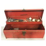 Duplex Red metal handheld toolbox with goodies