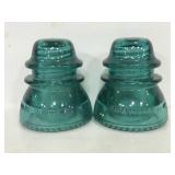 Pair of hemingray number 42 glass insulators