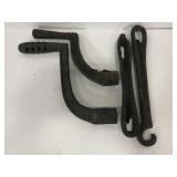 Two metal vintage handles and two other pieces