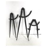 Three vintage metal diameter tools