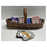 Lot basket of new & vintage playing card decks
