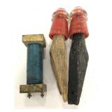 Two orange Hemingray insulators plus other