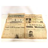 Six vintage Apollo/ astronaut newspapers