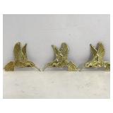 Three gold aluminum hummingbird pieces