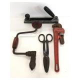 Four vintage garage woodworking tools