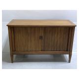 Vintage MCM wood stereo cabinet w/ slide doors