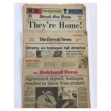 Lot of three 1981 Iran Hostage newspapers