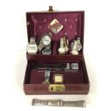 Small jewelry box of assorted wristwatches