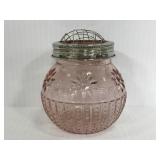 Pink glass flower jar
