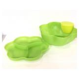 Tupperware green flower shaped chip&dip container