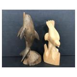 Two beautiful carved wood animals