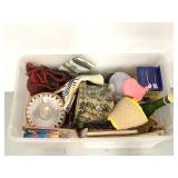 Tote of assorted books and household items