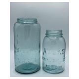 Atlas Special and Shoulder Strong blue mason jars