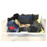 Small tote of winter gloves, hats, and scarves