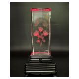Etched glass paperweight with lighted stand