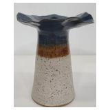 Signed ruffle edge pottery vase