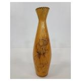 Engraved wood bud vase