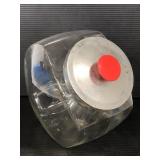 Clear glass candy jar with lid
