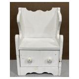 Vintage handcrafted small wood bench w/ drawer