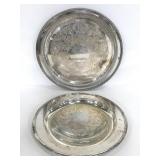 Lot of 2 vintage silver trays