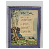 Framed Mother poem bu John Jarvis Holden