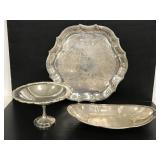 Three vintage silver plated dishes