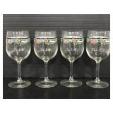 Set of 4 stemmed floral glasses