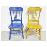 Two painted wood farmhouse chairs