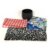 Ceramic black planter with three light scarves