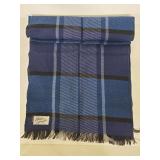 Orlon Acrylic blue plaid scarf