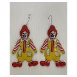Pair of vintage Ronald McDonald ornaments