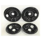 Set of 4 black stove top burner liners