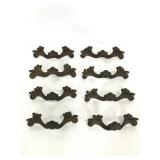 Lot of 8 brown plastic vintage drawer pulls