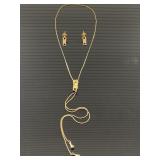 Gold tone zippers necklace & earring set