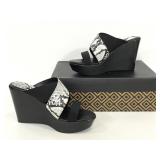 Charles slip on snakeskin wedge heeled shoes