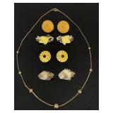 Vintage yellow & gold tone jewelry collection
