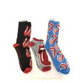 Three pairs of new Rolling Stones socks