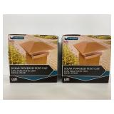 2 New solar power LED copper fence post caps